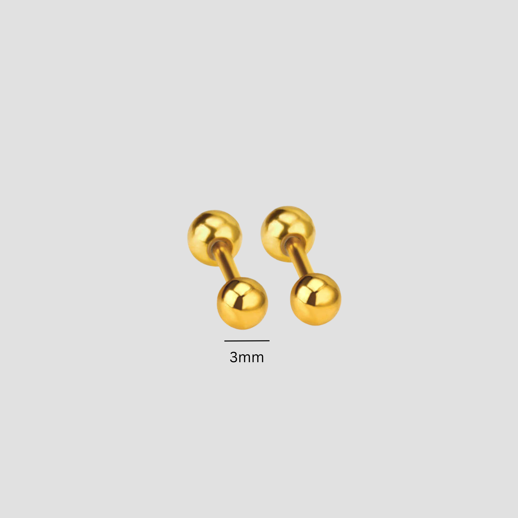 3mm Double ball studs - Gold