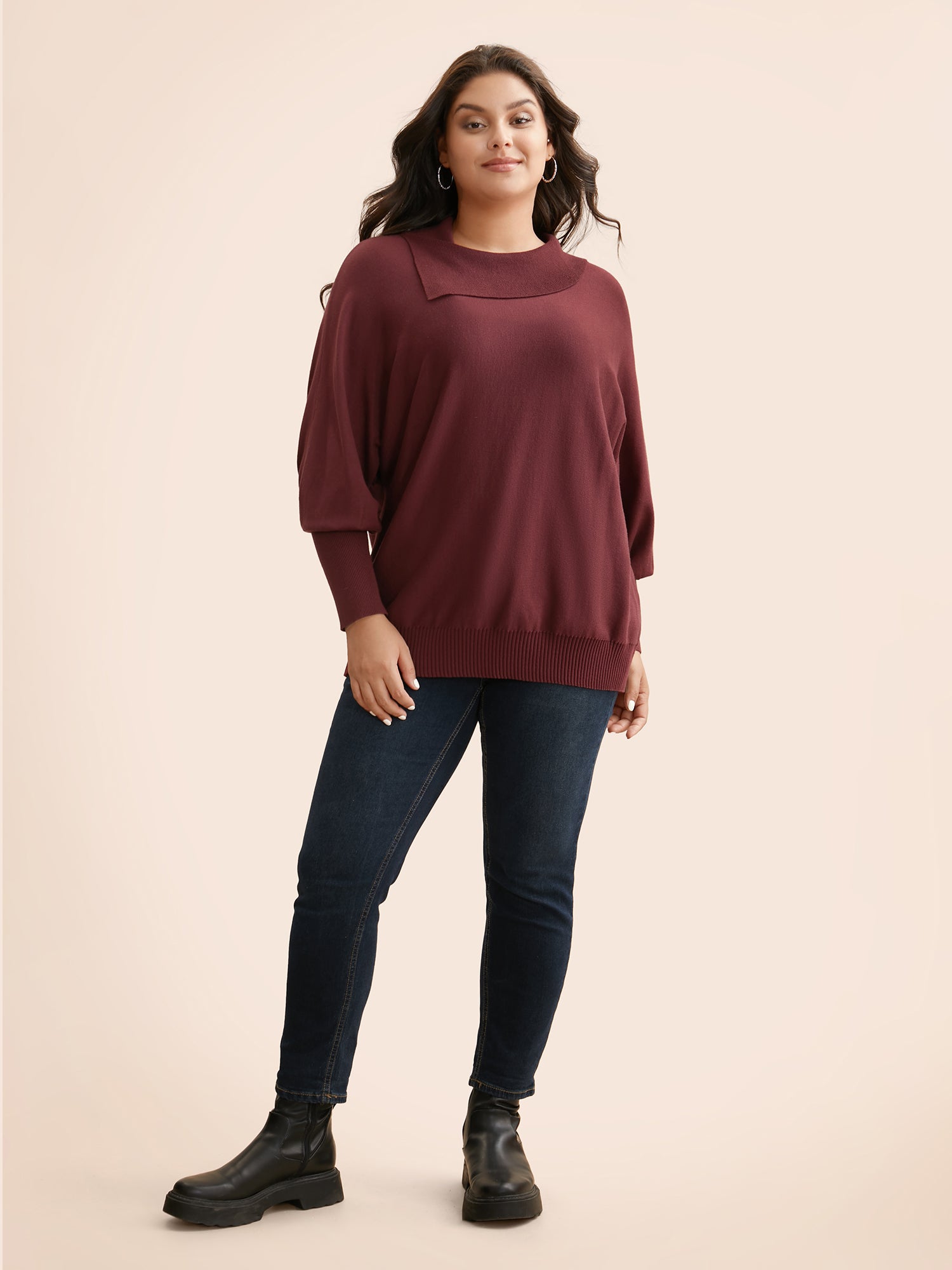 Supersoft Essentials Asymmetrical Neck Dolman Sleeve Pullover