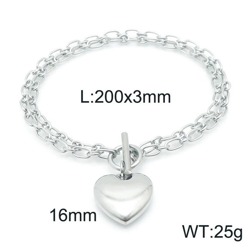 Titanium Steel 18K Gold Plated Fashion Heart