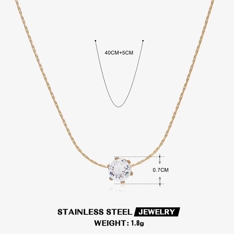 304 Stainless Steel 18K Gold Plated IG Style Plating Inlay Geometric Rhinestones Shell Necklace