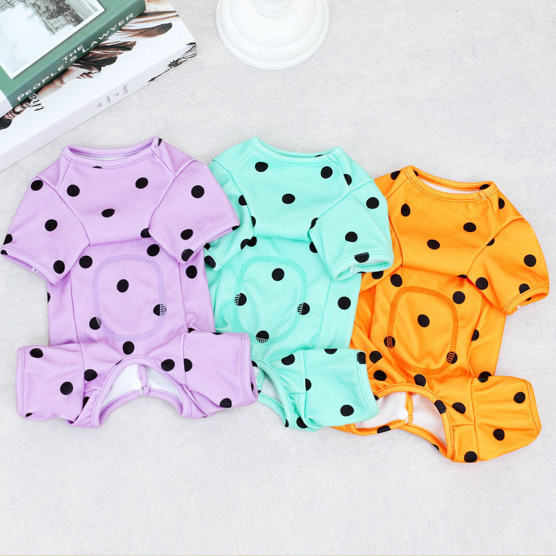 Belly Protecting Polka Dot Dog Jumpsuits