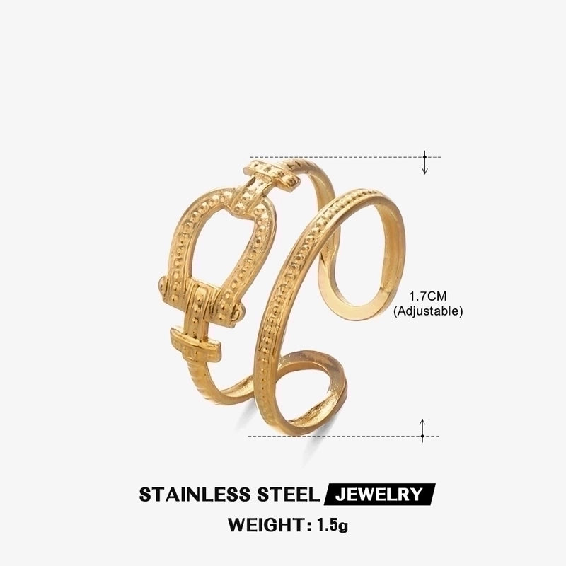 304 Stainless Steel 18K Gold Plated IG Style Plating Cross Open Rings