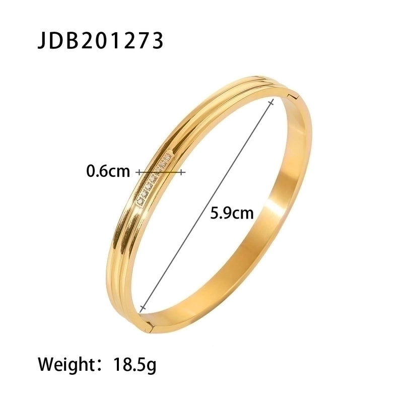 Minimalist Geometric Stainless Steel Zircon Bangle In Bulk