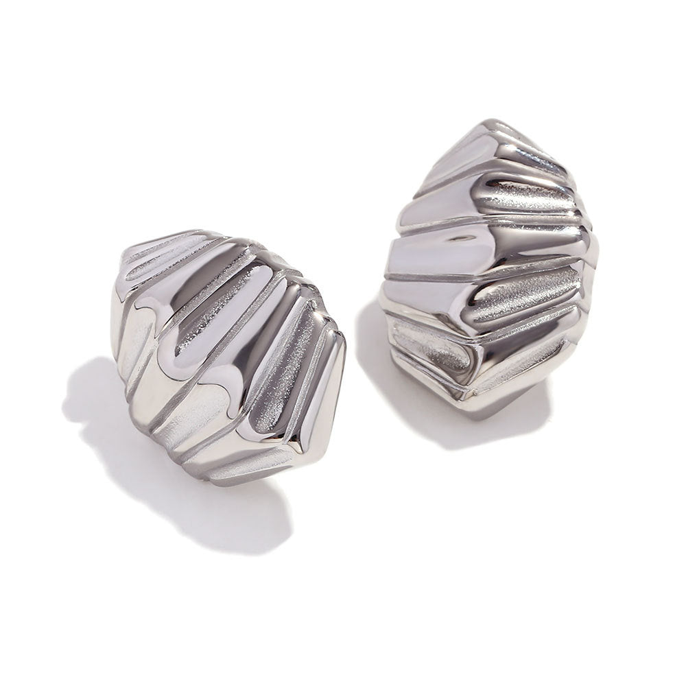 Fashion Petal Geometric Flower Stainless Steel 18K Gold Plated Earrings