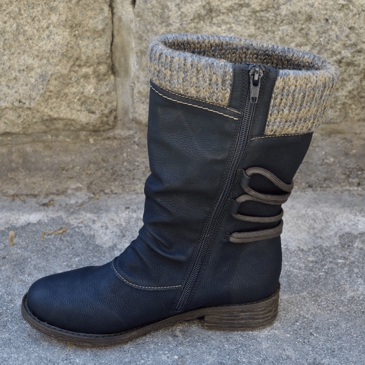 Vintage Premium Waterproof Knitted Zip Boots