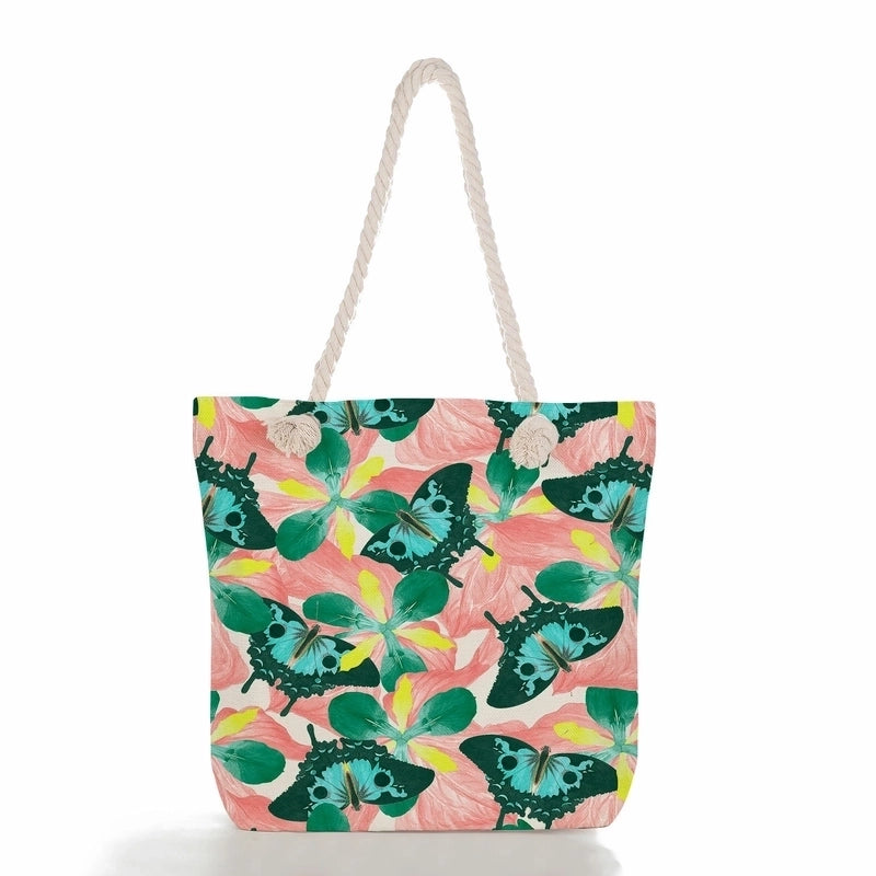 Women'S Vacation Butterfly Canvas Shopping Bags