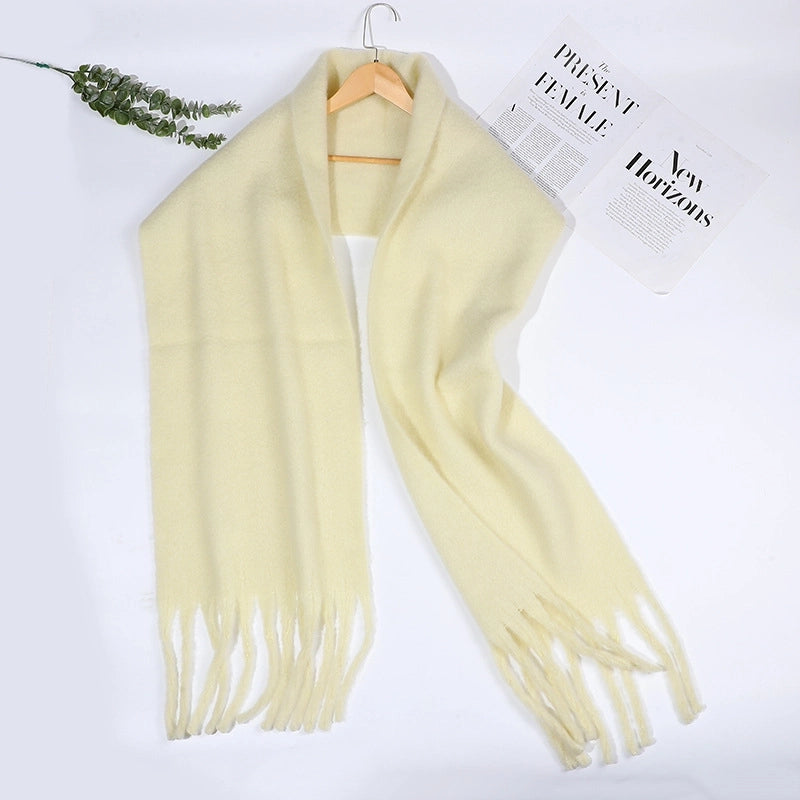 Women's Minimalist Solid Color Polyester Tassel Scarf