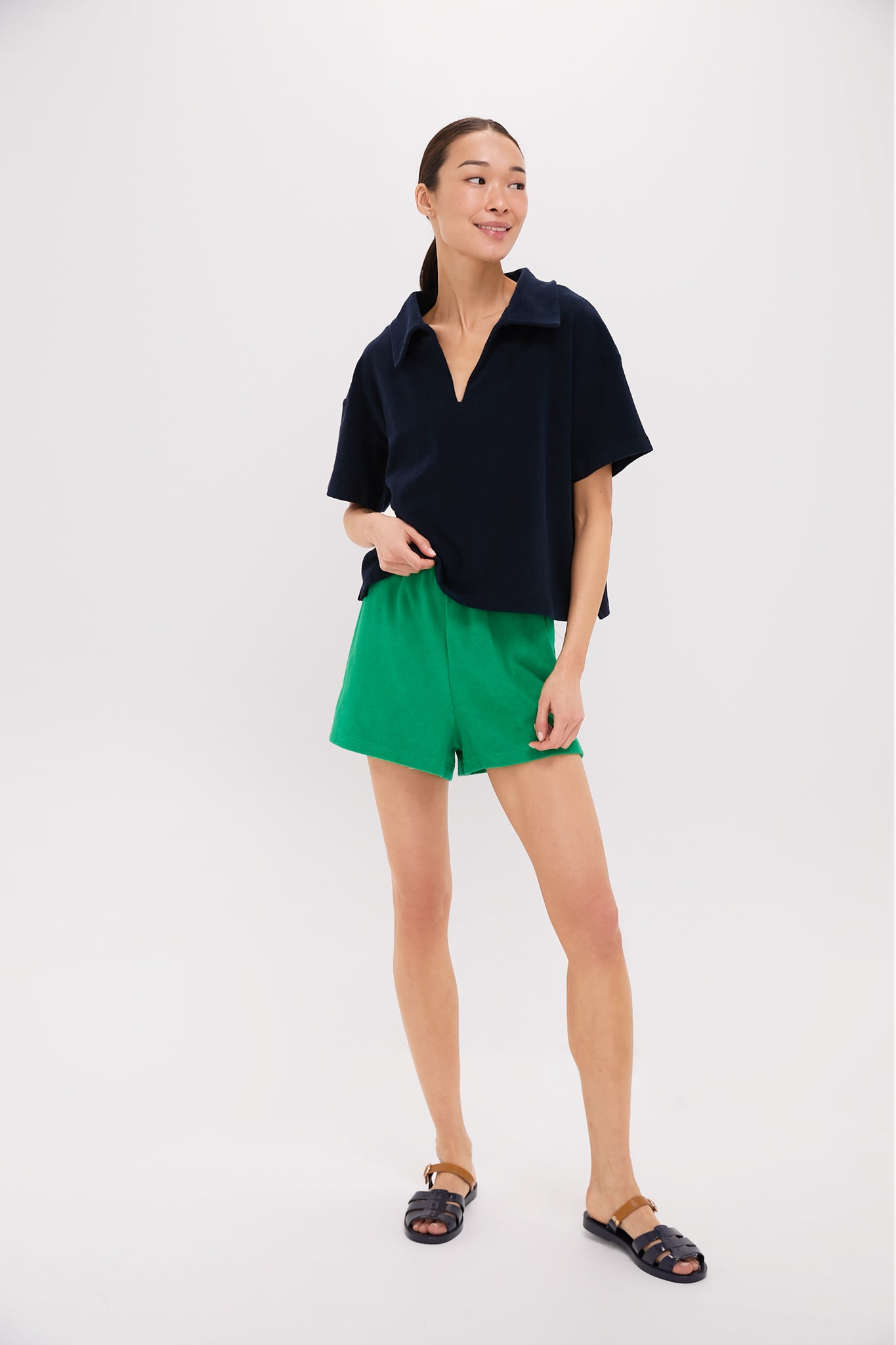 Green Terrycloth Driftwood Shorts