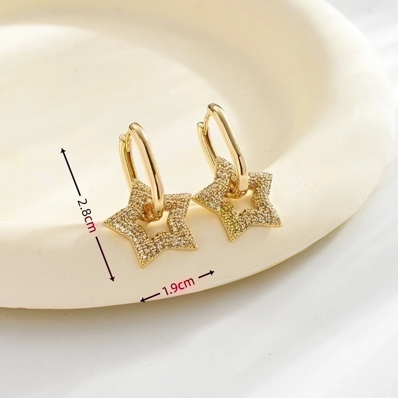 1 Pair Elegant Heart Shape Plating Inlay Copper Zircon Gold Plated Earrings