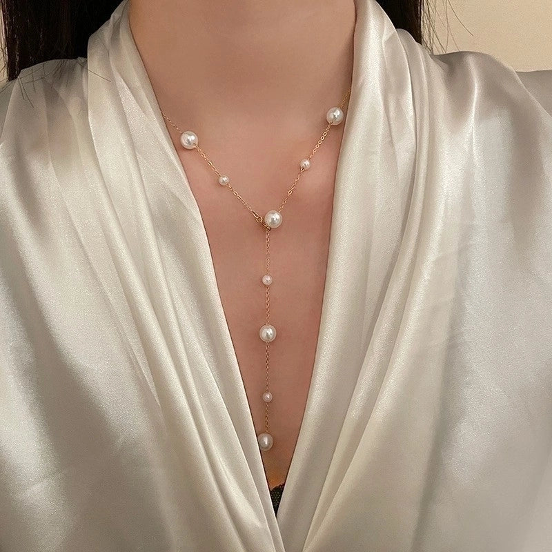 Round Pearl Plating Women's Necklace