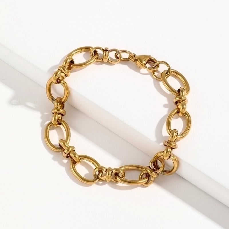 Basic Solid Color Stainless Steel Plating 18k Gold Plated Bracelets Necklace