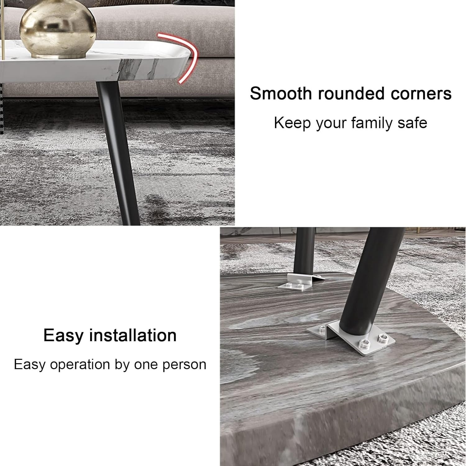 Elegant 2 Sets of Rectangular Nested Tables Creative Wooden Coffee Table