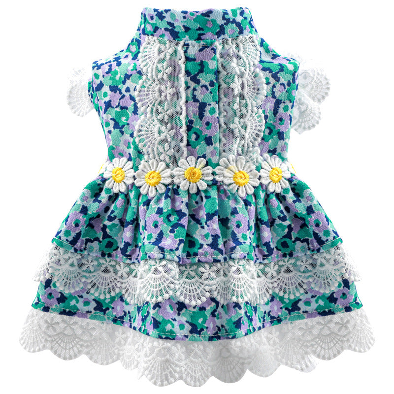 Lace Design Floral Dog Cat Dress