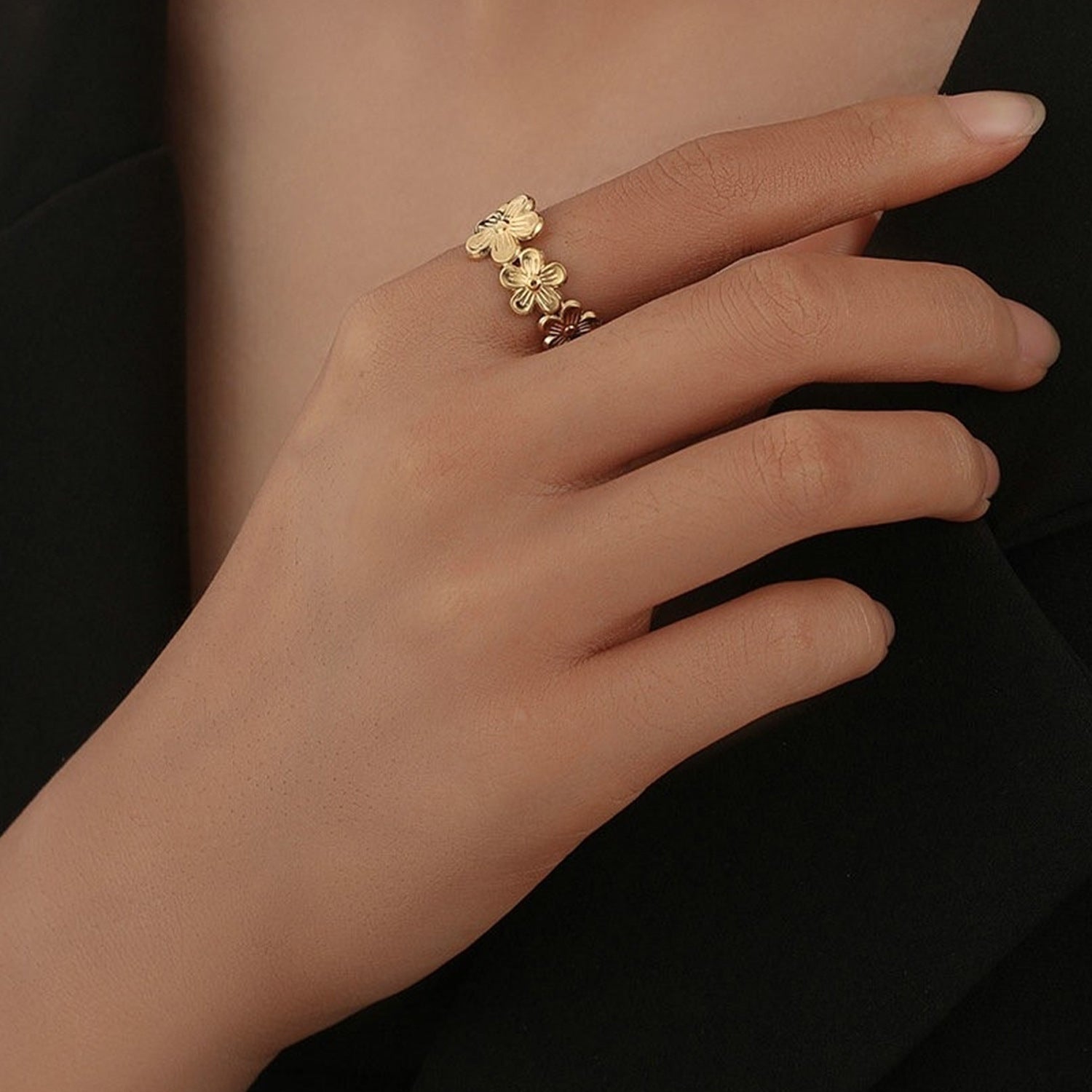 Women IG Style Geometric Stainless Steel 18K Gold Plated Rings