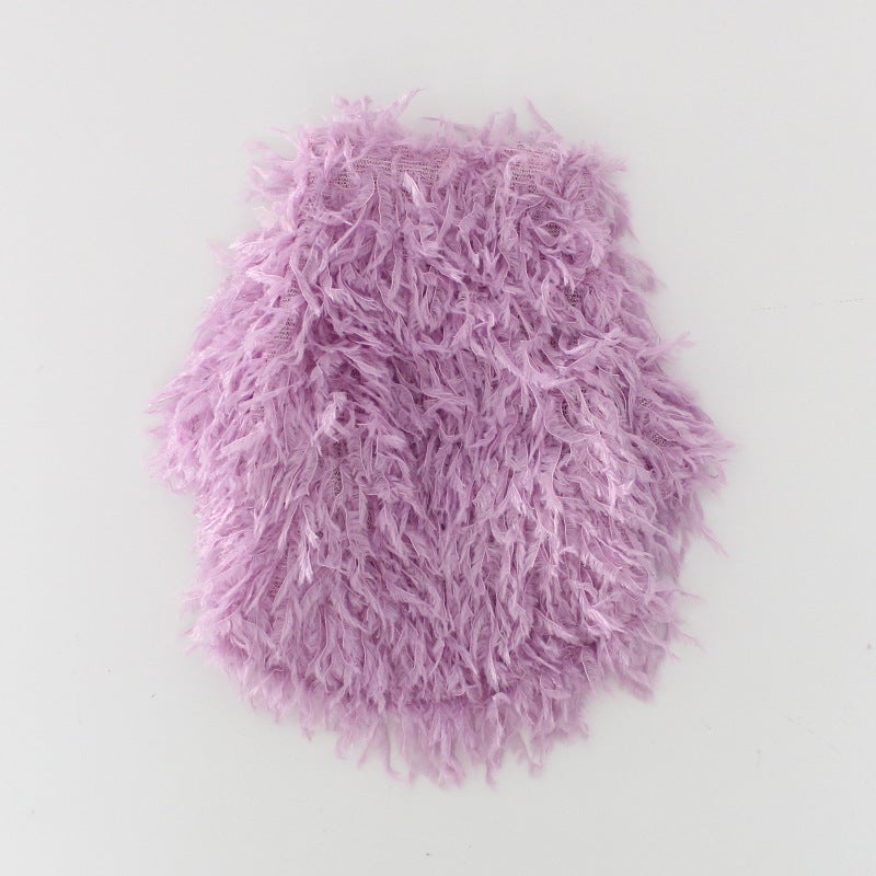 Tassel Faux Fur Dog Sweater&Hat