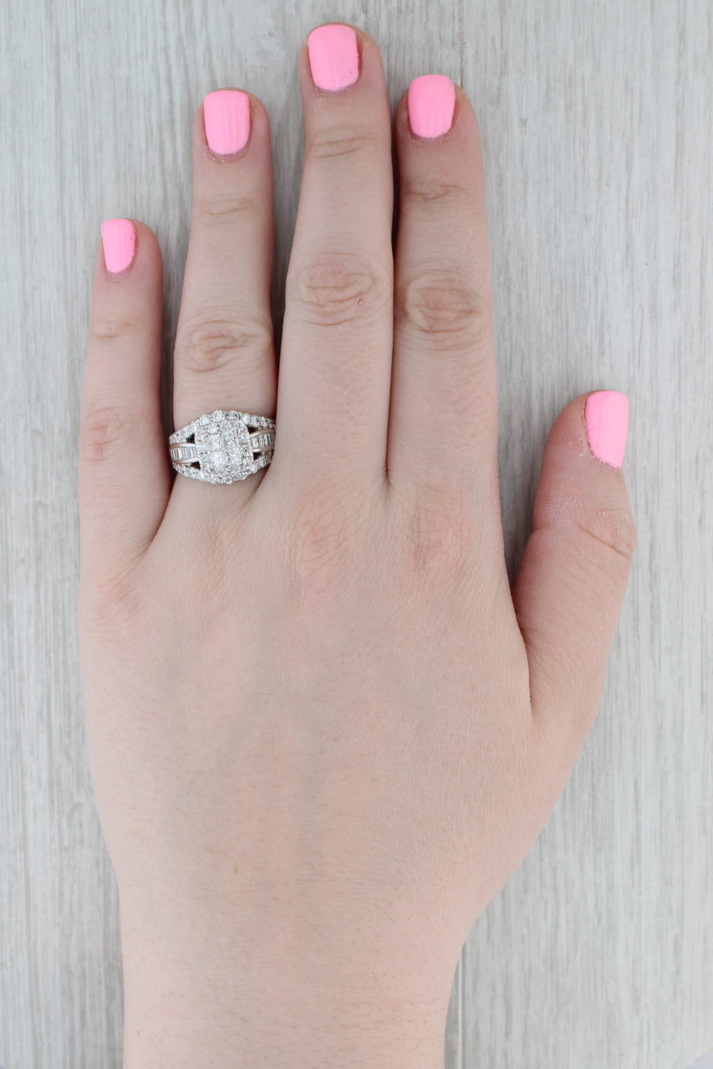 2.78ctw Diamond Halo Bridal Ring 14k White Gold Size 8.5