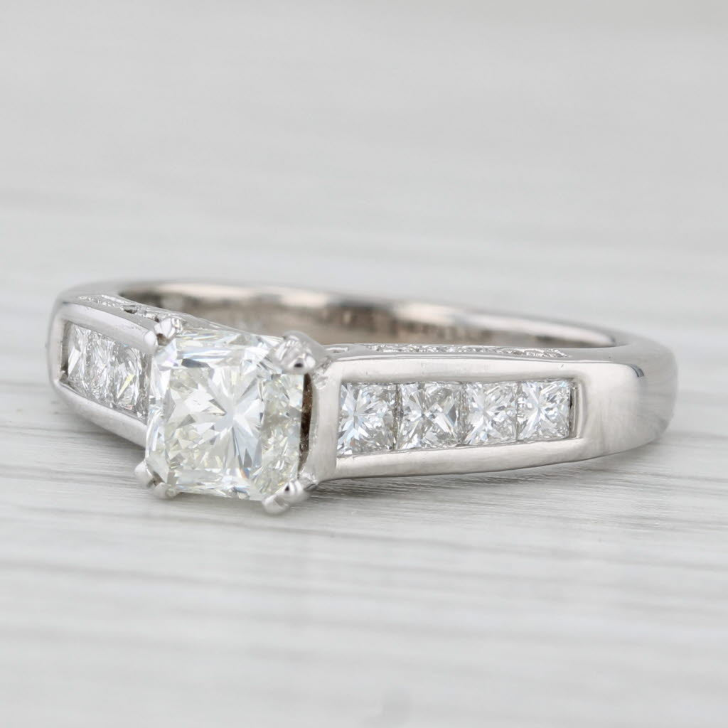 1.48ctw Princess Diamond Engagement Ring 14k White Gold Size 5.5 Cathedral