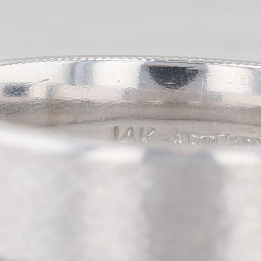 Art Carved Men's Wedding Band 14k White Gold Brushed Finish Size 10 Ring