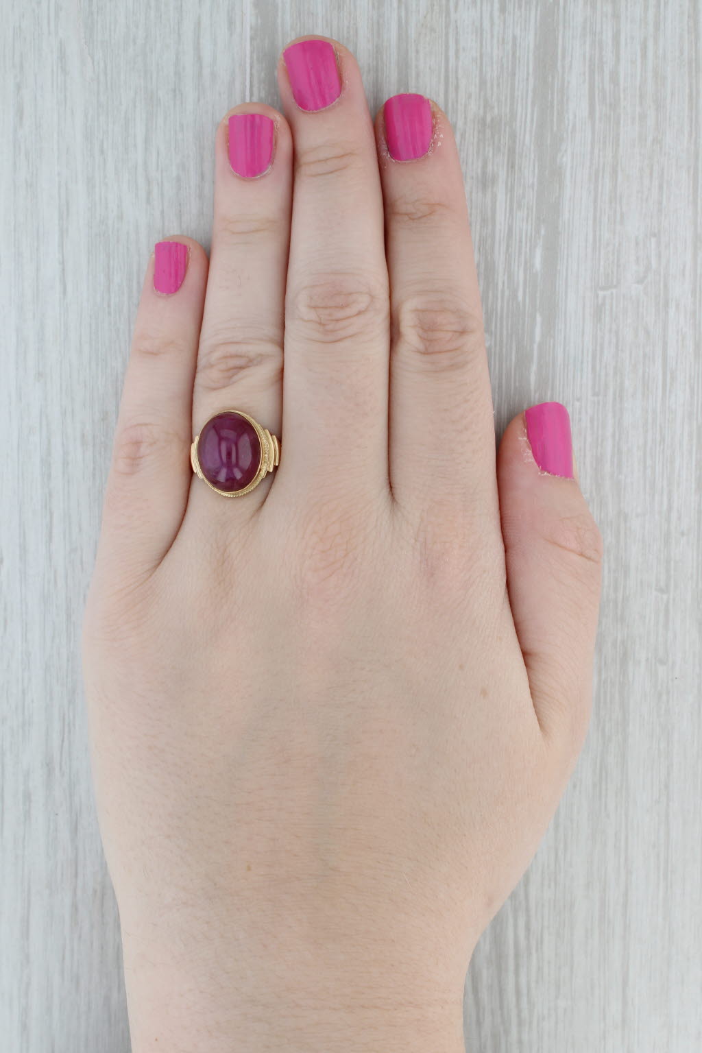 17ct Star Ruby Ring 18k Yellow Gold Size 9 Oval Cabochon Solitaire