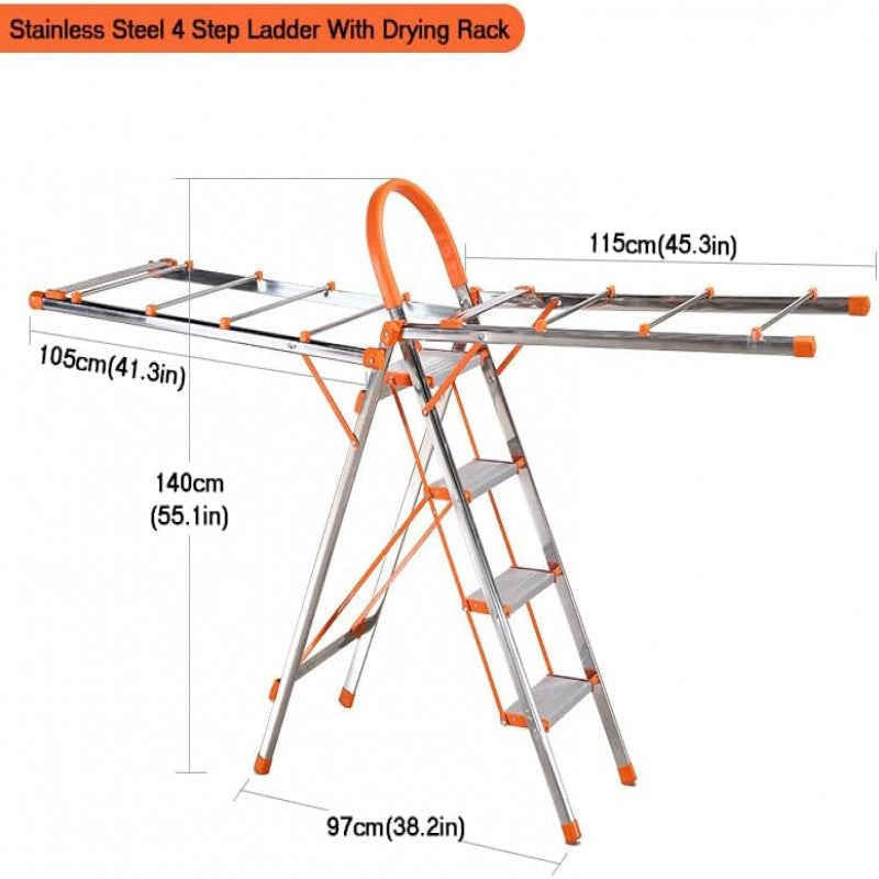 ALUMINIUM CLOTHES DRYING RACK WITH LADDER