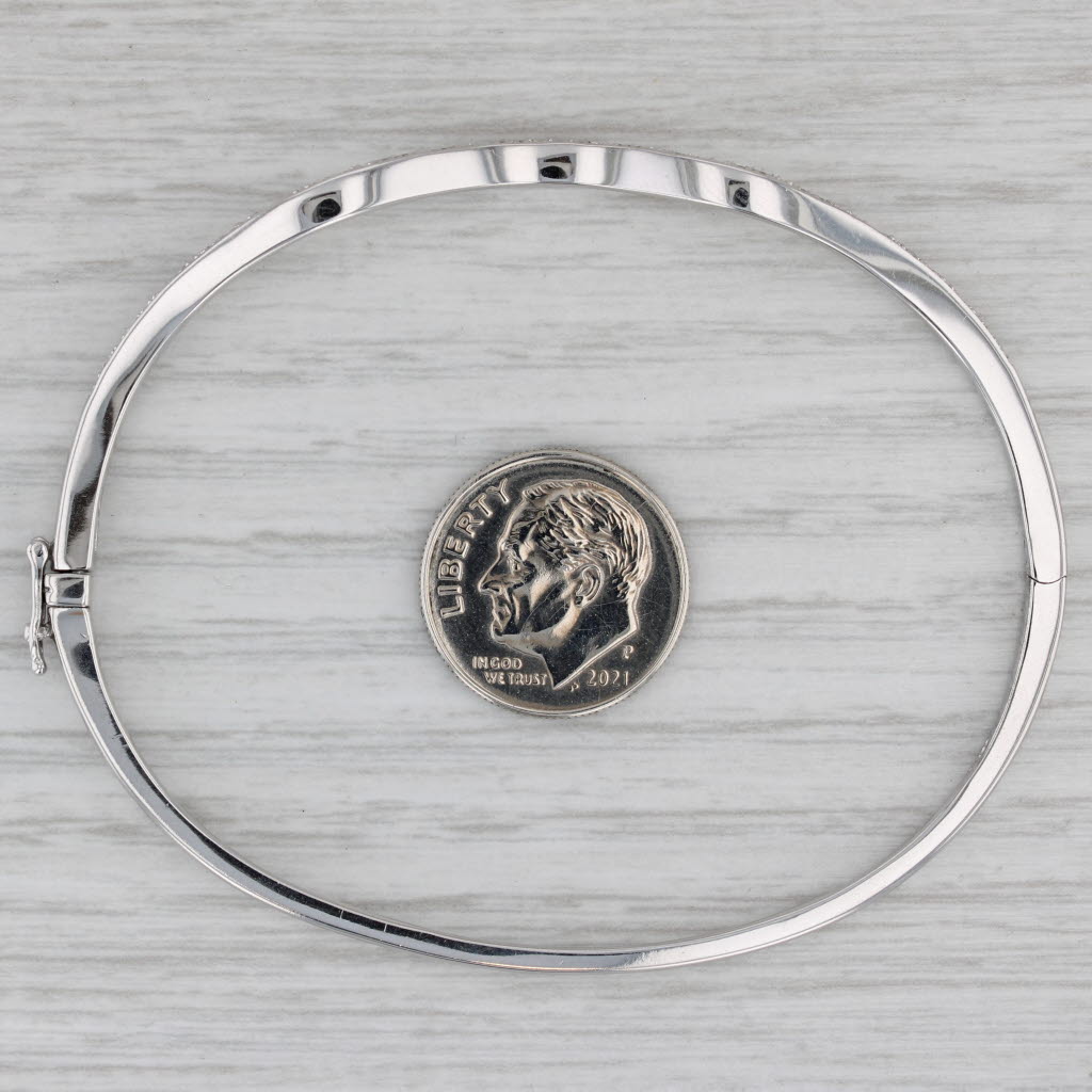 0.12ctw Diamond Contoured Bangle Bracelet 18k White Gold 7