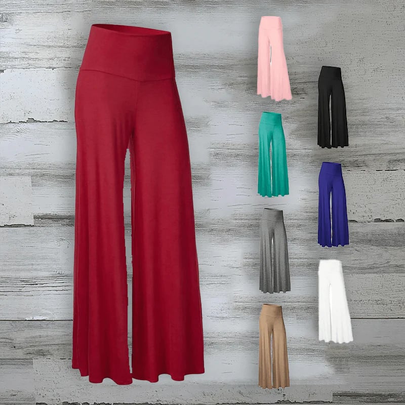 Solid Color High Waist Wide Leg Pants