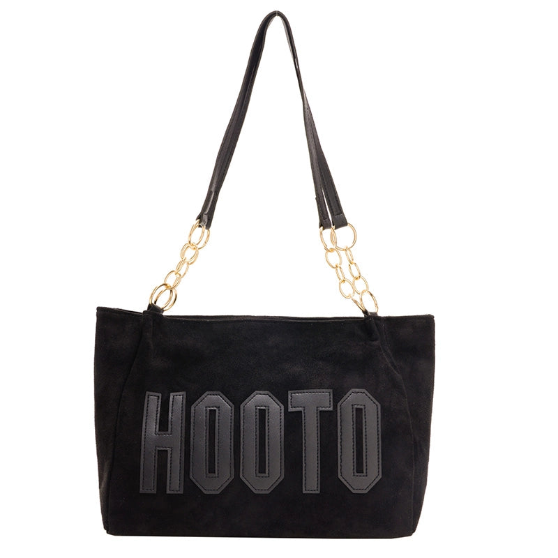 Women's Large Flannel Letter Streetwear Square Zipper Tote Bag