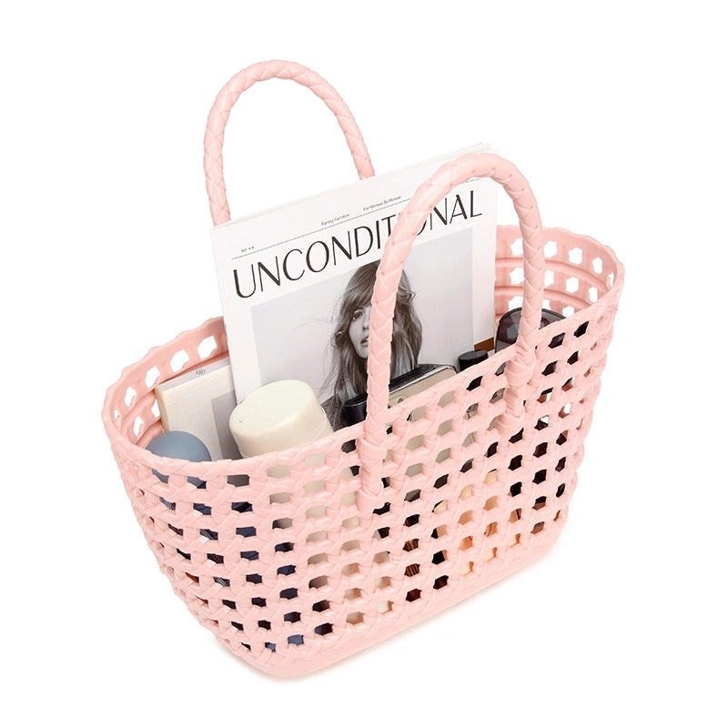Women's Large PVC Solid Color Vacation Classic Style Bucket Open Handbag
