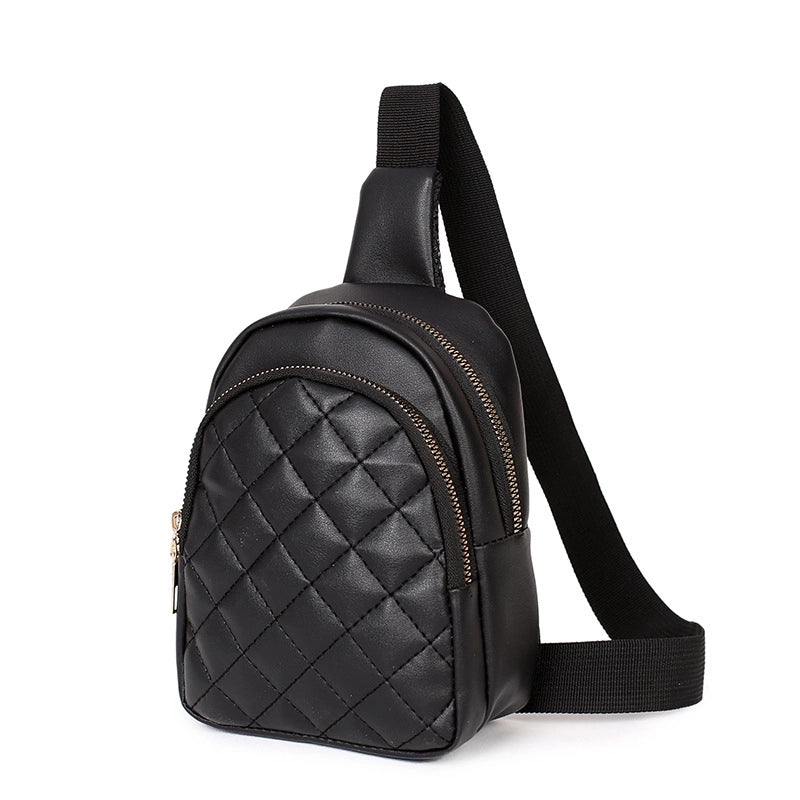 Women's Fashion Solid Color Lingge Pu Leather Waist Bags