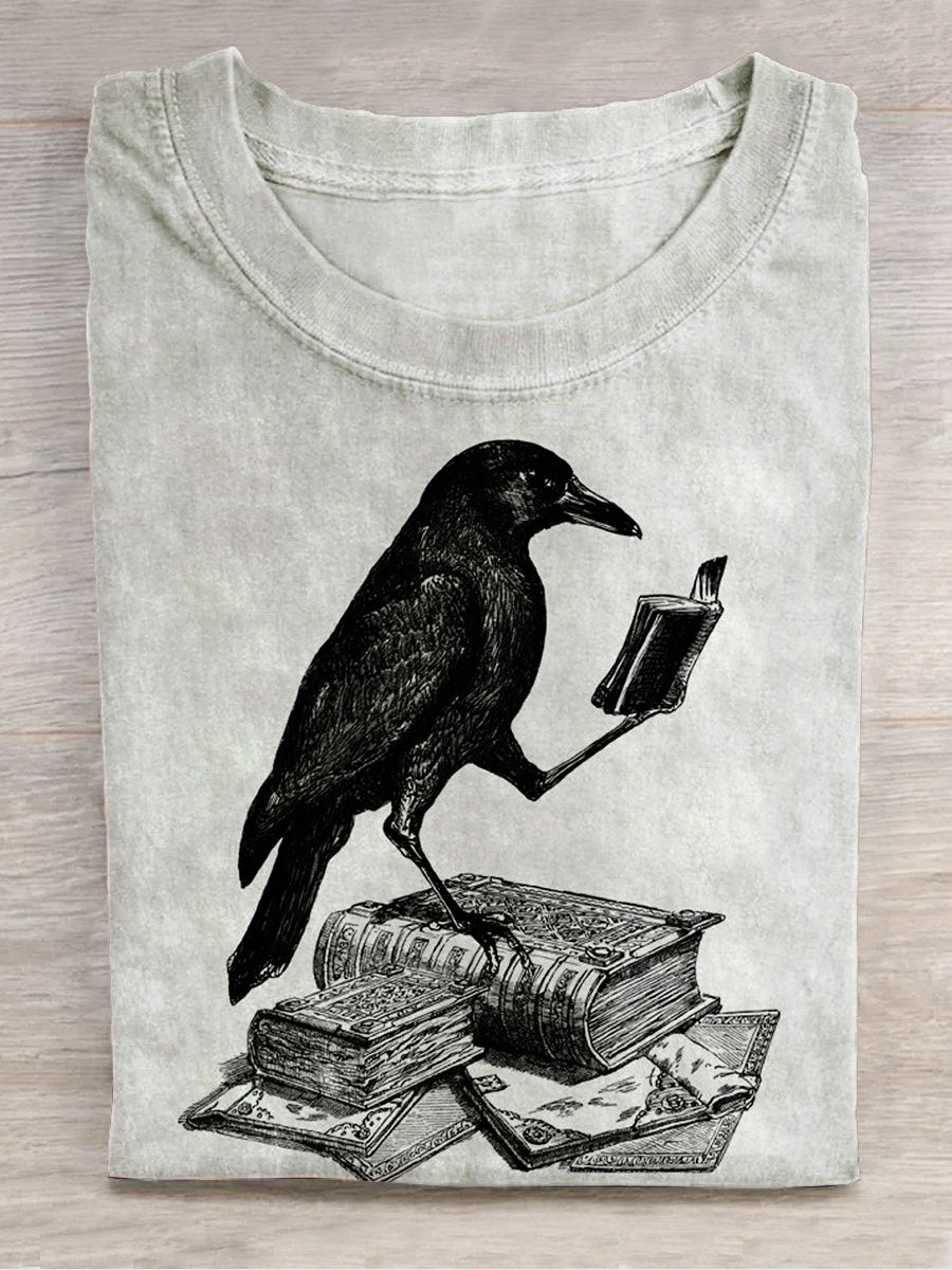 Unisex Raven Art Print Crew Neck Short Sleeve T-Shirt