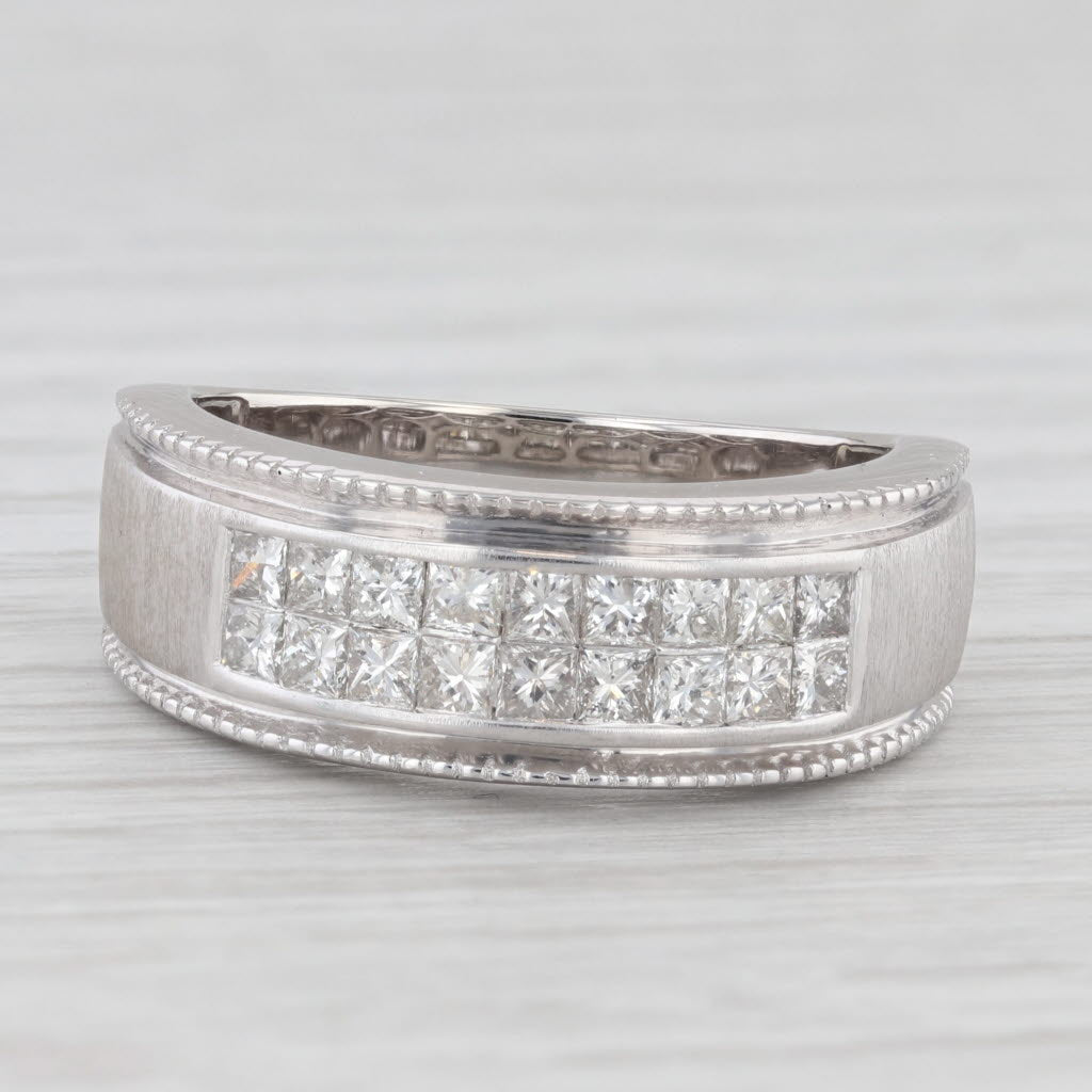 0.90ctw Diamond Men's Ring 10k White Gold Size 10 Wedding Band
