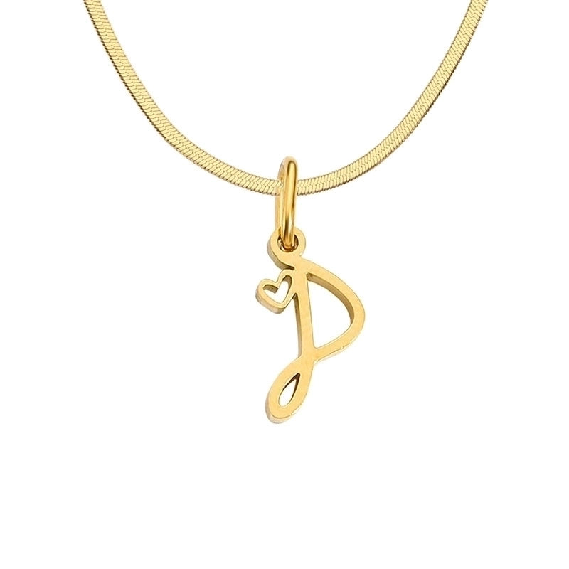 Stainless Steel Titanium Steel 14K Gold Plated Minimalist Plating Letter Heart Shape Pendant Necklace