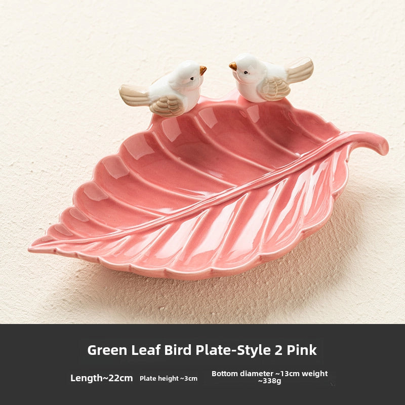 Bird Dim & Sum Plate Ceramic Jewelry Storage Plate Creative Cute Storage Rack Soap Dish Light Luxury High-end Plate