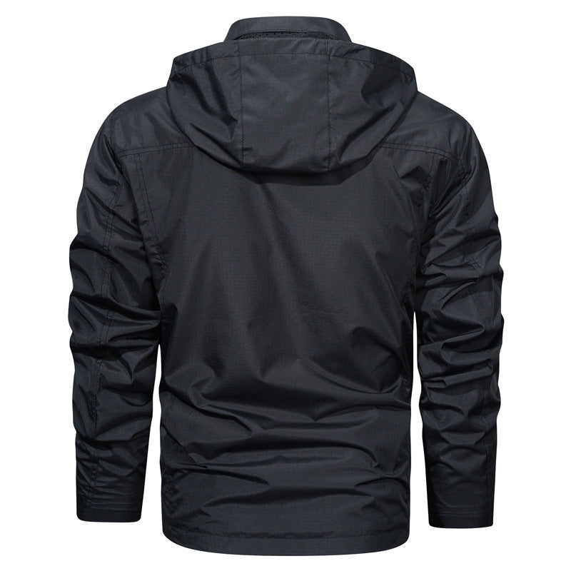 Boss Men-s Outdoor Waterproof Mid-Length Hooded Jacket