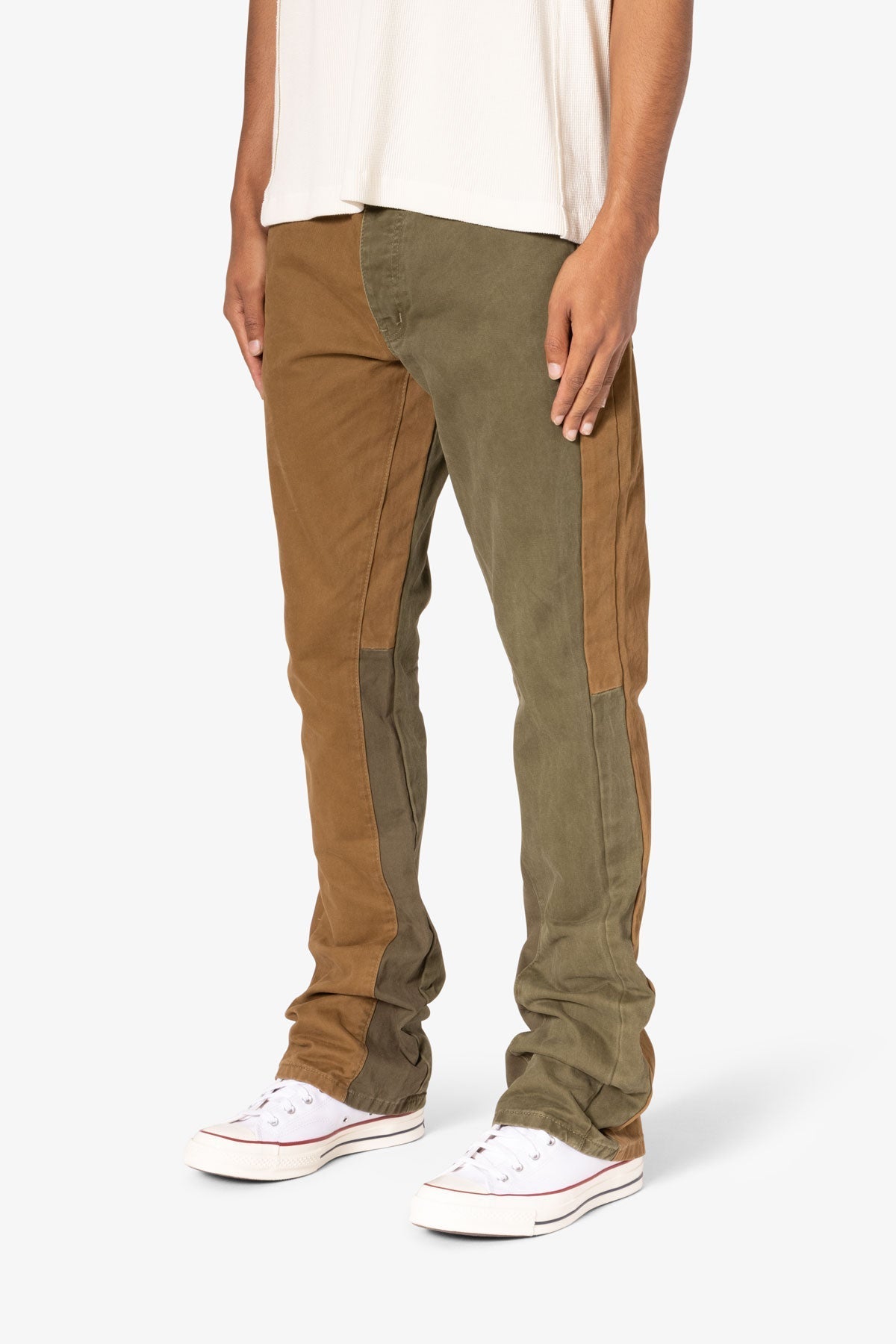 B680 Flare Color Block Denim - Olive