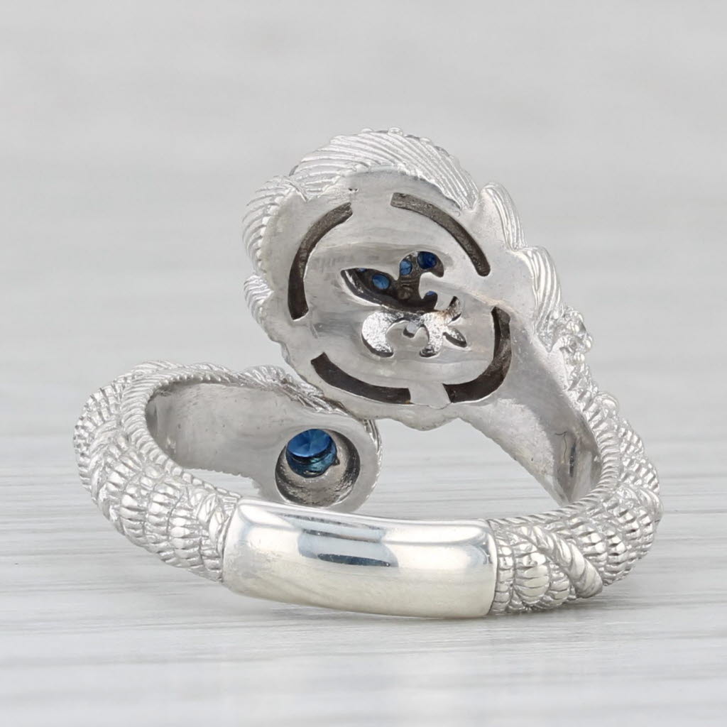 Blue Sapphire Cubic Zirconia Cluster Bypass Ring Sterling Silver Judith Ripka