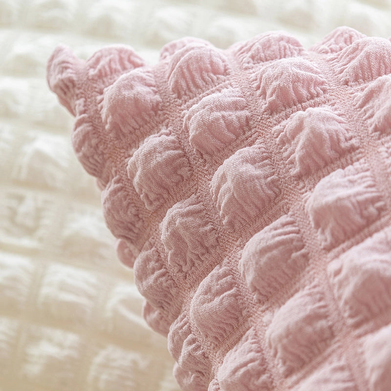 Cream Style Pillow Home Sofa Cushion Simple Solid Color Elastic Puff Plaid Pillow Case Bedside Pillow