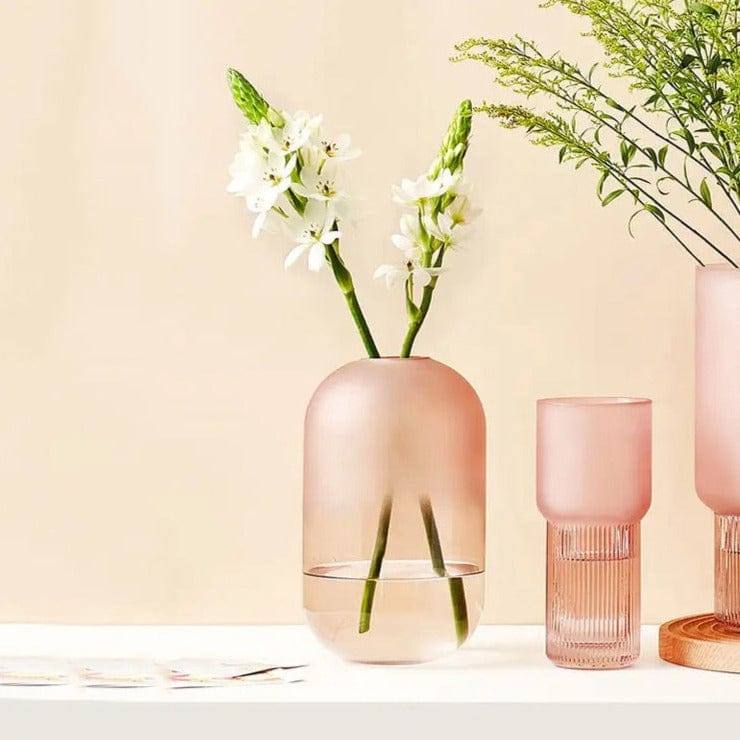 Frosted Glass Vase - Pink