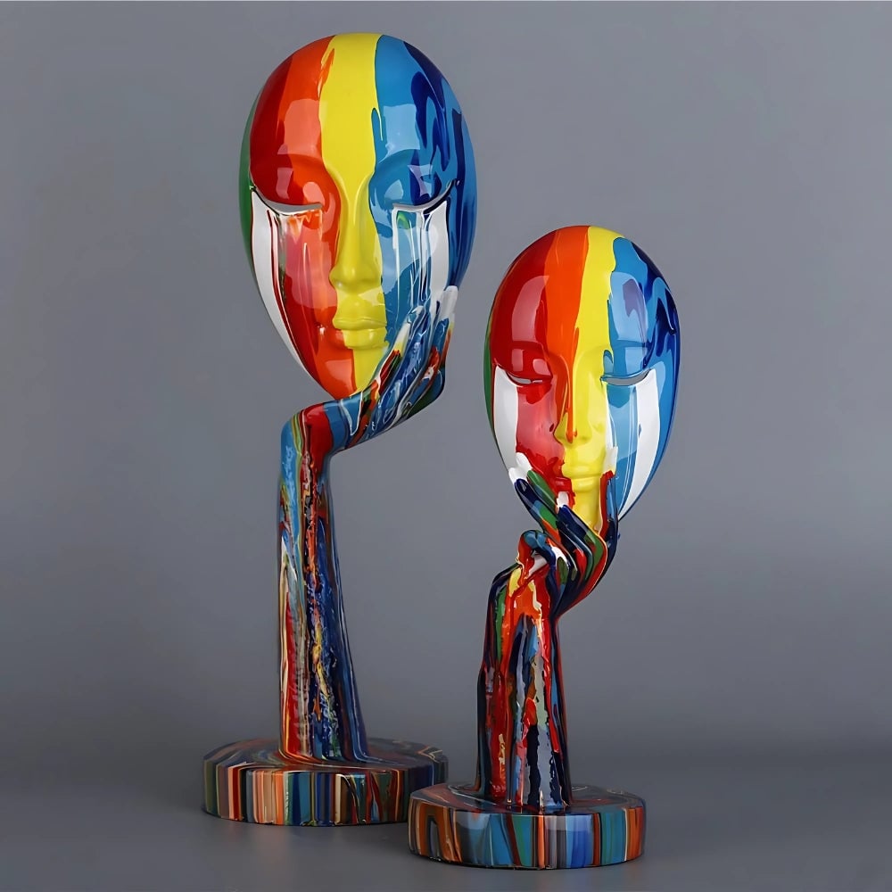 Female Thinker Colourful Art Sculpture