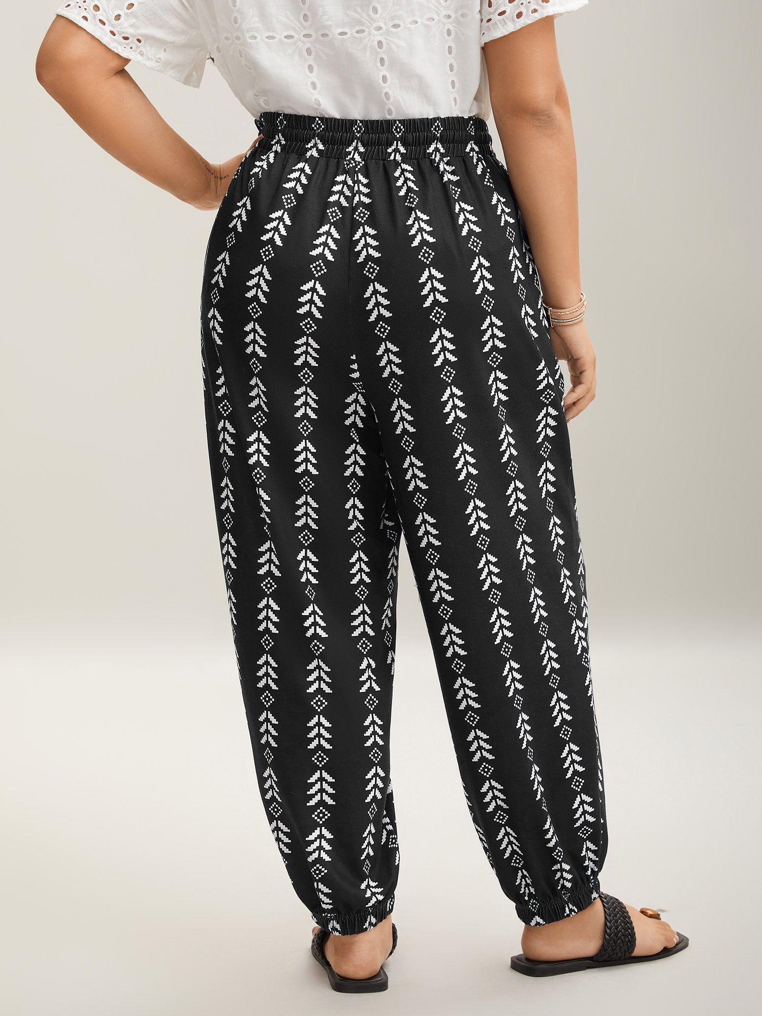 Boho Geometric Print Stretchy Waist Pants