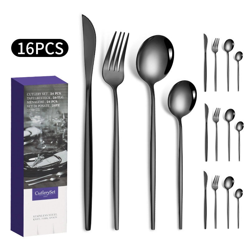1010 Stainless Steel Tableware 24-piece Golden Steak Knife. Fork And Spoon Gift Box Western Tableware Suit