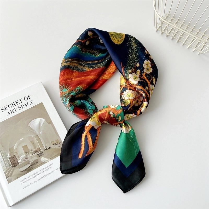 Women's Preppy Style Sweet Minimalist Plant Polyester Printing Silk Scarf
