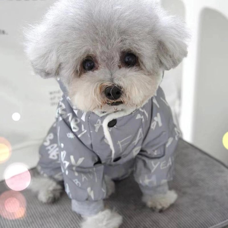 Night Reflective Pet Clothes For Bichon Frise Pomeranian Shih Tzu Small Dogs Autumn/winter Cotton Coat Four-legged Clothing