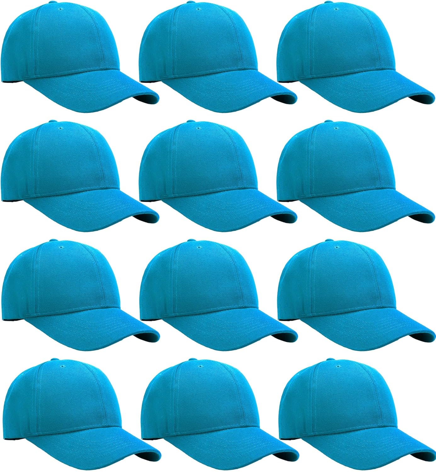 Falari Wholesale Bulk Lot 12-Pack Baseball Cap Adjustable Size Plain Blank Solid Color