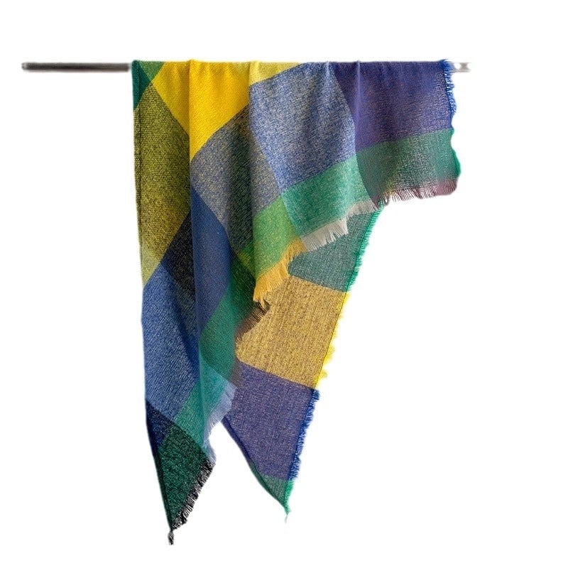 New Cashmere Color Plaid Warm Shawl Scarf Unisex Autumn And Winter Fashion Tassel Scarf