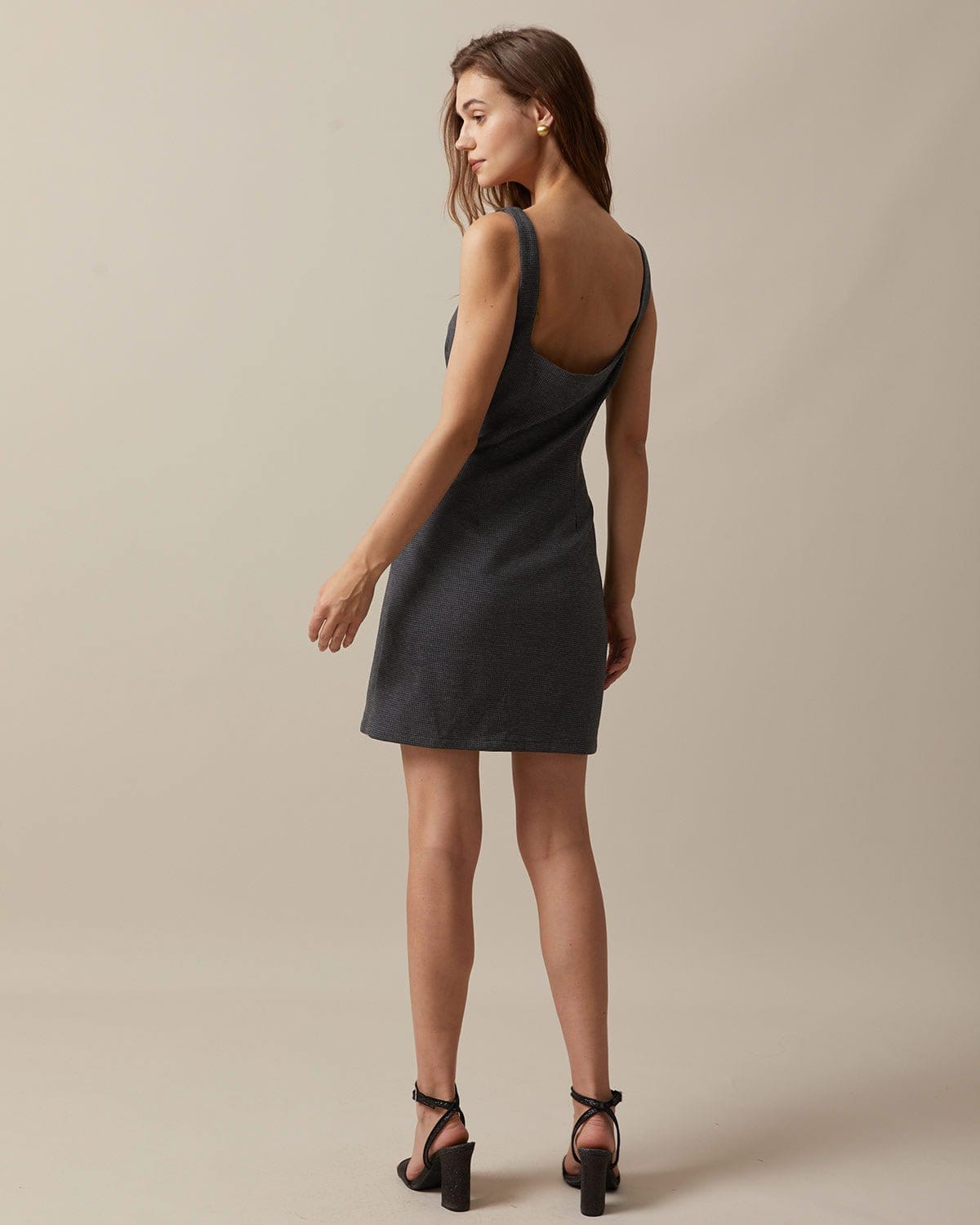 The Black Square Neck Sleeveless Mini Dress