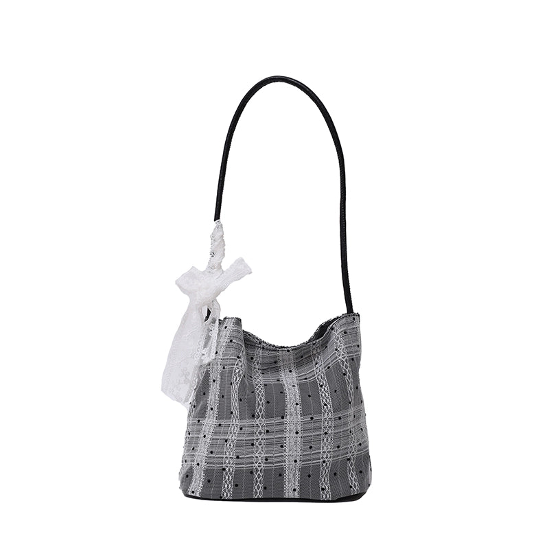 Women's Cloth Solid Color Streetwear Bucket Zipper Shoulder Bag