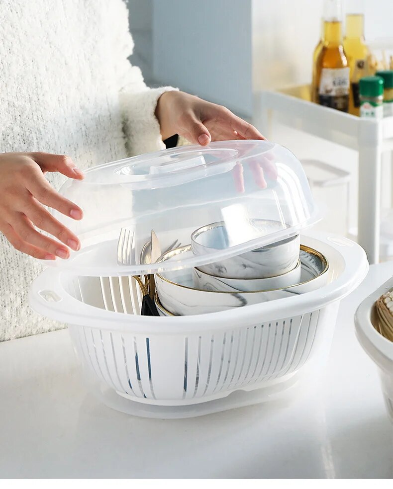 FRUITS & VEGETABLES DRAIN BASKET WITH LID