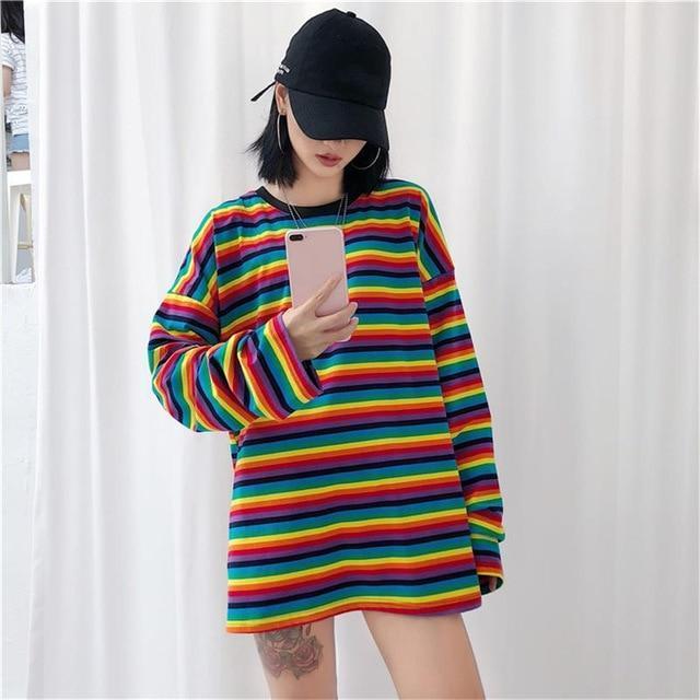 Rainbow Striped Long Sleeve Shirt