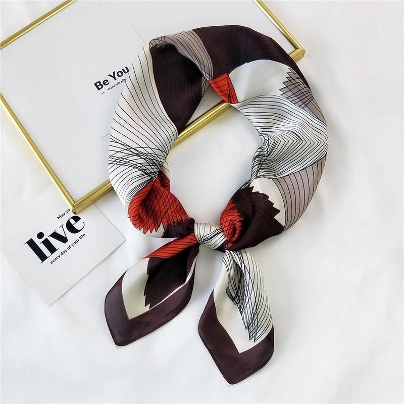 Clashing Color Floral Pringting Silk Square Scarf